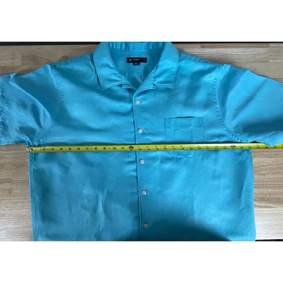 Cremieux Classics Men's Size XL Blue Button-Up Shirt Silk Linen Blend Beach - Picture 7 of 7
